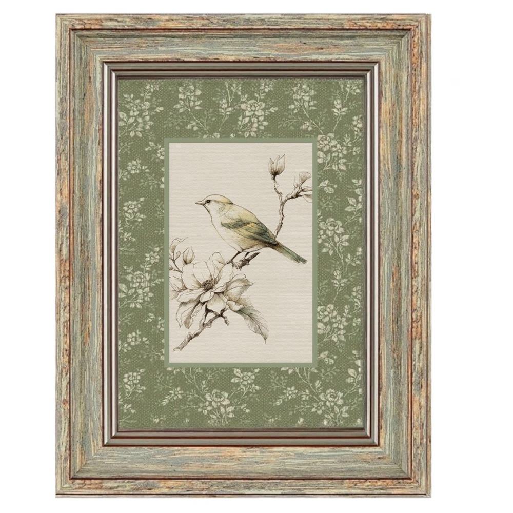 Bird & Magnolia Floral Wall Art